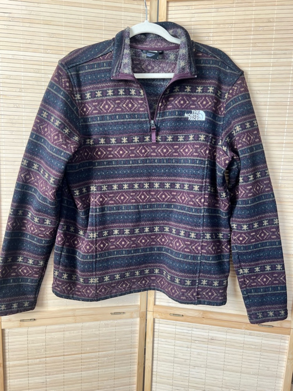 The North Face Maroon & Navy Patterned Quarter-Zip Fleece